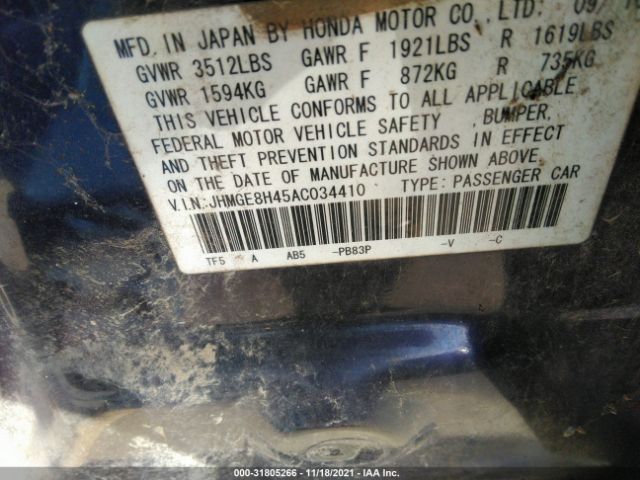 Photo 8 VIN: JHMGE8H45AC034410 - HONDA FIT 