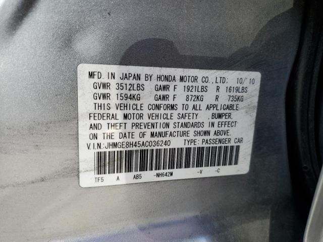 Photo 11 VIN: JHMGE8H45AC036240 - HONDA FIT SPORT 