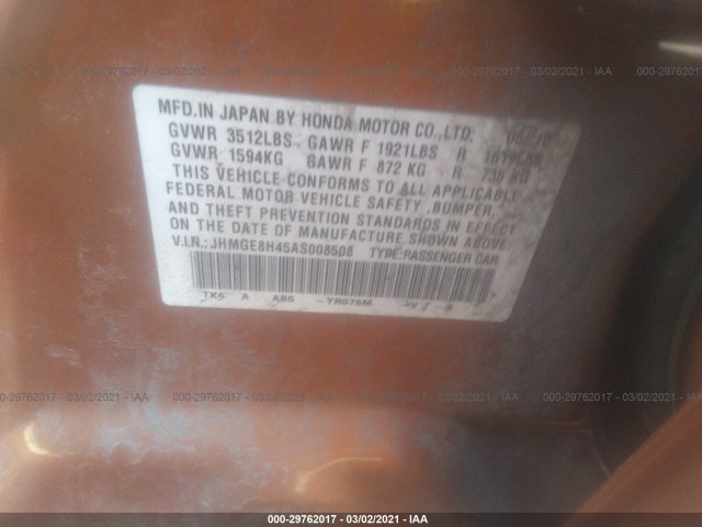 Photo 8 VIN: JHMGE8H45AS008508 - HONDA FIT 