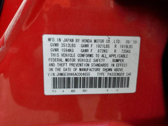 Photo 11 VIN: JHMGE8H46AC004655 - HONDA FIT SPORT 