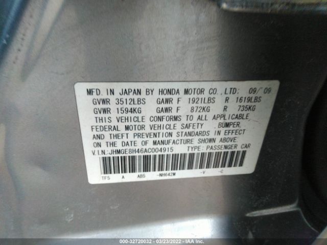 Photo 8 VIN: JHMGE8H46AC004915 - HONDA FIT 