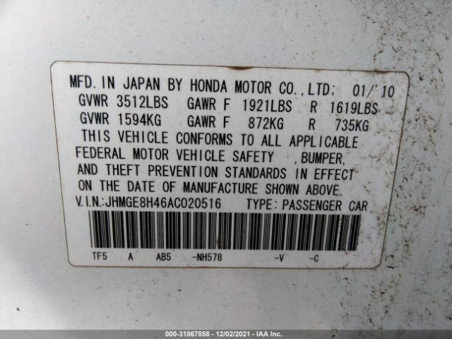 Photo 8 VIN: JHMGE8H46AC020516 - HONDA FIT 