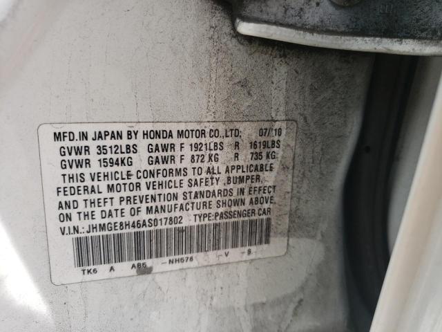 Photo 9 VIN: JHMGE8H46AS017802 - HONDA FIT SPORT 