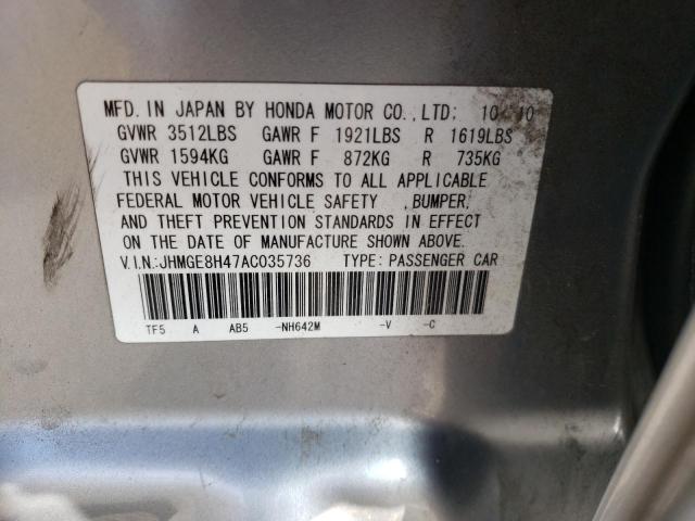 Photo 9 VIN: JHMGE8H47AC035736 - HONDA FIT SPORT 