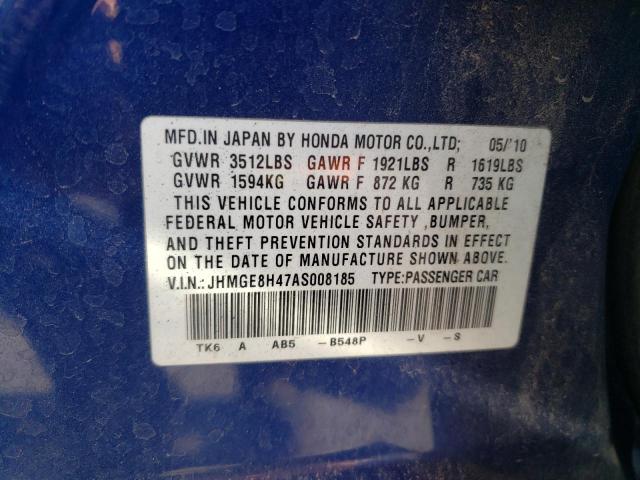 Photo 11 VIN: JHMGE8H47AS008185 - HONDA FIT SPORT 