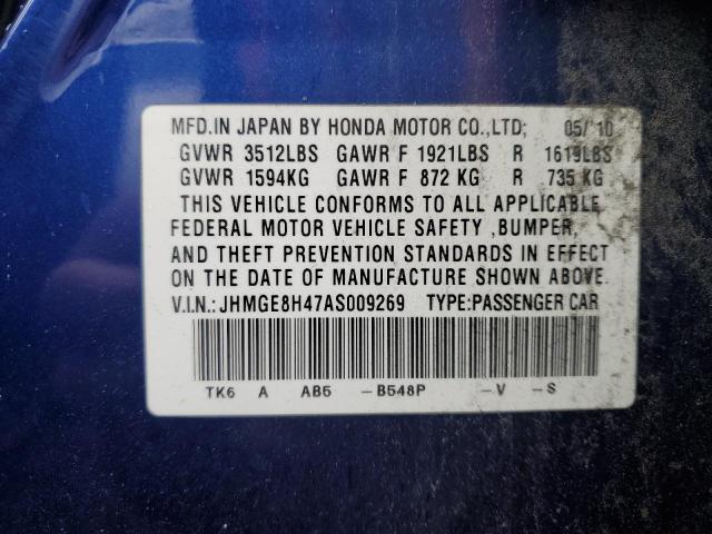 Photo 12 VIN: JHMGE8H47AS009269 - HONDA FIT 