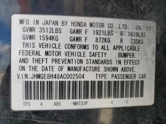 Photo 11 VIN: JHMGE8H48AC002504 - HONDA FIT SPORT 