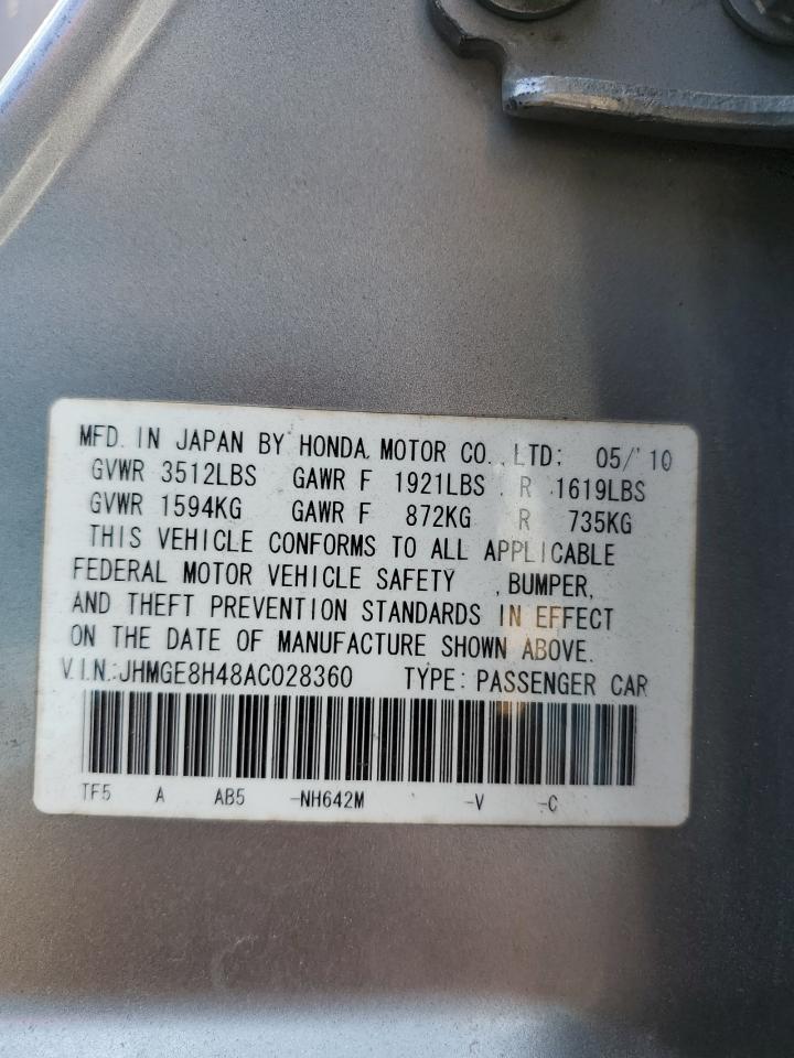 Photo 12 VIN: JHMGE8H48AC028360 - HONDA FIT 