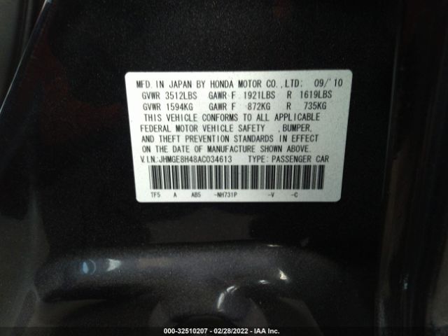 Photo 8 VIN: JHMGE8H48AC034613 - HONDA FIT 