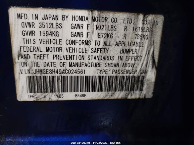 Photo 8 VIN: JHMGE8H49AC024561 - HONDA FIT 