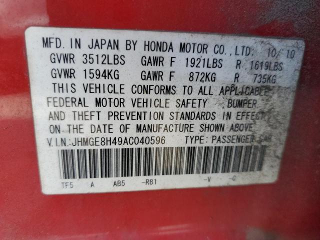 Photo 9 VIN: JHMGE8H49AC040596 - HONDA FIT SPORT 