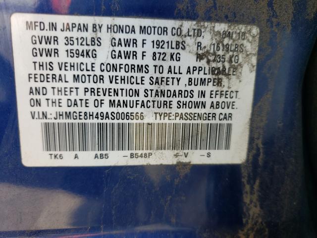 Photo 9 VIN: JHMGE8H49AS006566 - HONDA FIT SPORT 