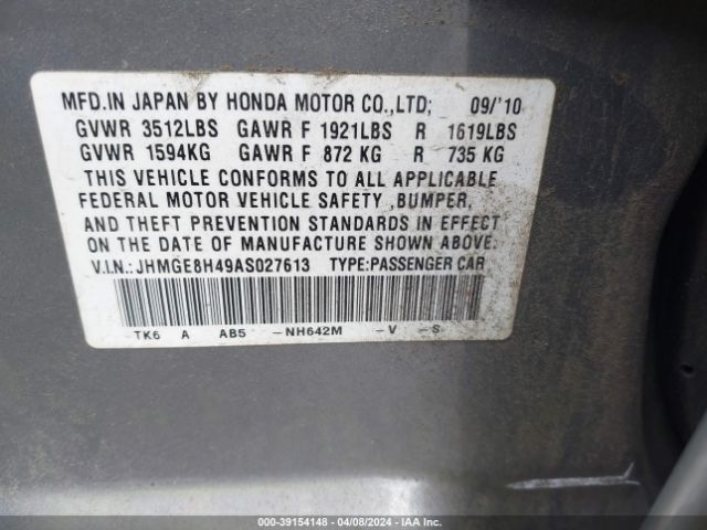 Photo 8 VIN: JHMGE8H49AS027613 - HONDA FIT 