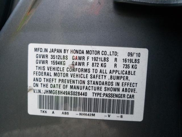 Photo 9 VIN: JHMGE8H49AS028440 - HONDA FIT SPORT 