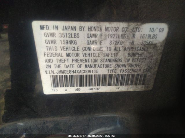 Photo 8 VIN: JHMGE8H4XAC009115 - HONDA FIT 