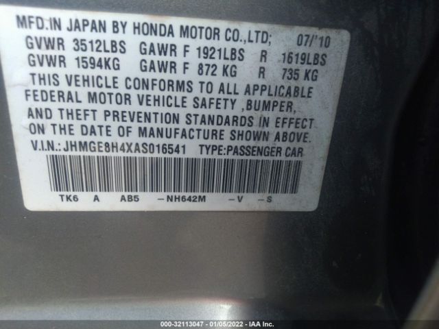 Photo 8 VIN: JHMGE8H4XAS016541 - HONDA FIT 