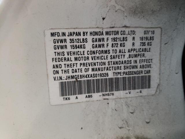 Photo 11 VIN: JHMGE8H4XAS019326 - HONDA FIT 