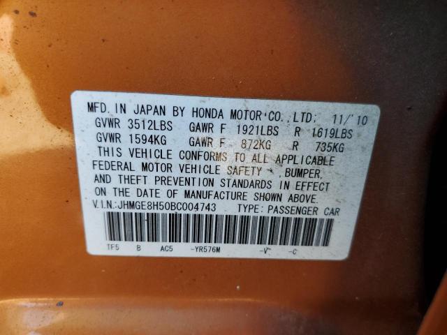 Photo 9 VIN: JHMGE8H50BC004743 - HONDA FIT SPORT 