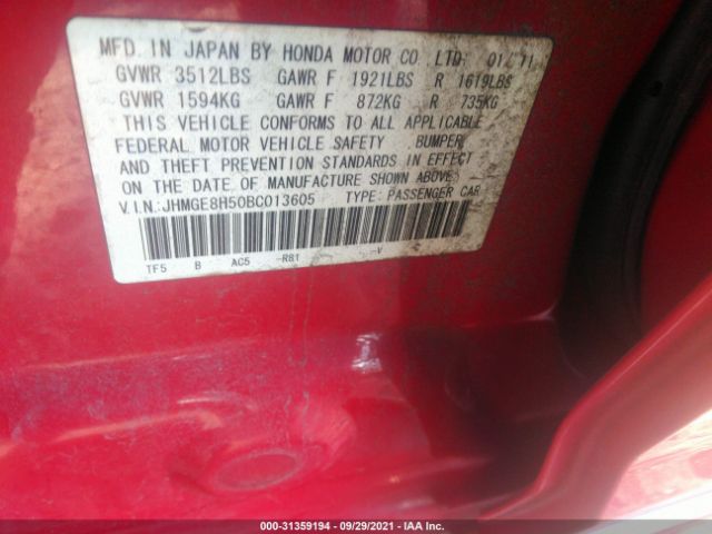 Photo 8 VIN: JHMGE8H50BC013605 - HONDA FIT 