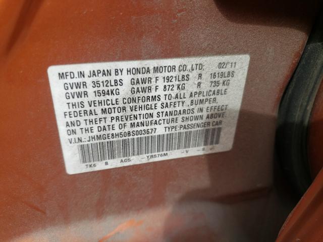 Photo 9 VIN: JHMGE8H50BS003677 - HONDA FIT SPORT 