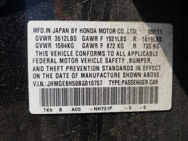 Photo 9 VIN: JHMGE8H50BS010757 - HONDA FIT SPORT 