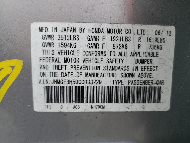 Photo 12 VIN: JHMGE8H50CC038229 - HONDA FIT 