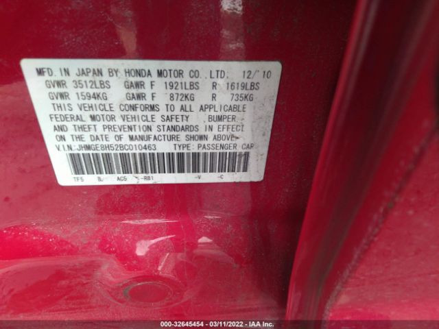 Photo 8 VIN: JHMGE8H52BC010463 - HONDA FIT 