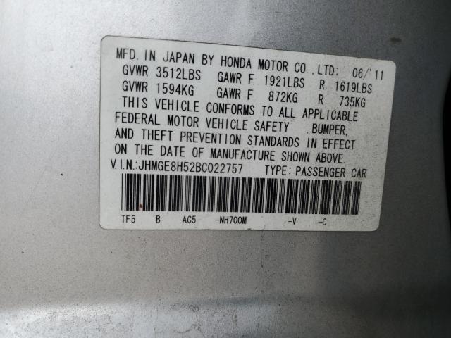 Photo 11 VIN: JHMGE8H52BC022757 - HONDA FIT SPORT 