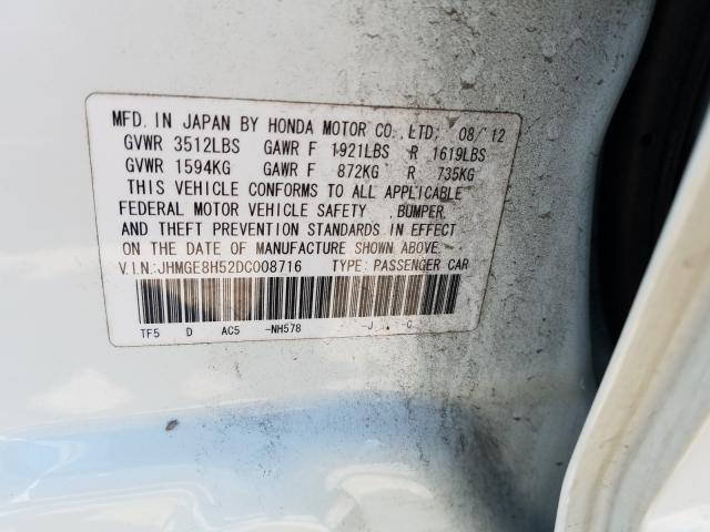 Photo 9 VIN: JHMGE8H52DC008716 - HONDA FIT SPORT 