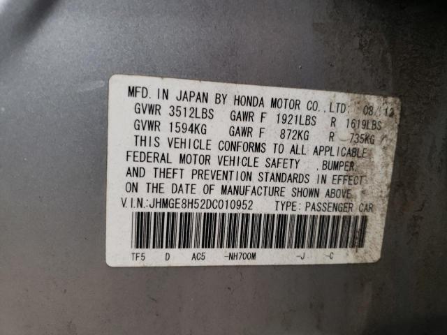 Photo 9 VIN: JHMGE8H52DC010952 - HONDA FIT SPORT 