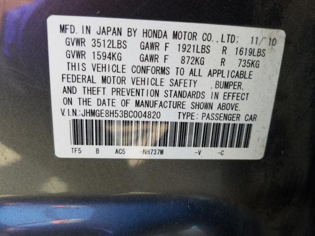 Photo 9 VIN: JHMGE8H53BC004820 - HONDA FIT SPORT 