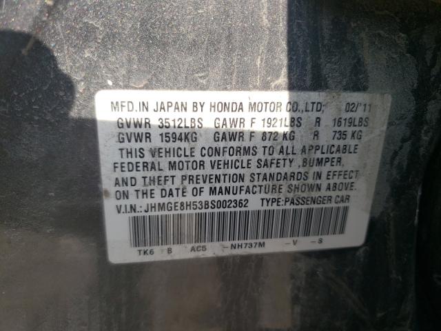 Photo 9 VIN: JHMGE8H53BS002362 - HONDA FIT SPORT 