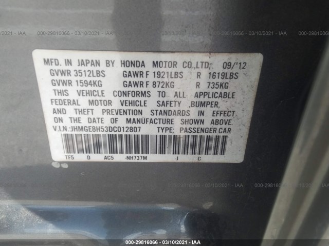 Photo 8 VIN: JHMGE8H53DC012807 - HONDA FIT 