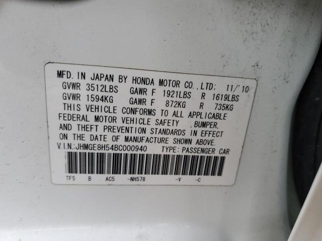 Photo 11 VIN: JHMGE8H54BC000940 - HONDA FIT SPORT 