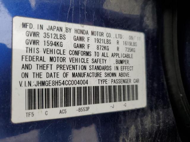 Photo 11 VIN: JHMGE8H54CC004004 - HONDA FIT 