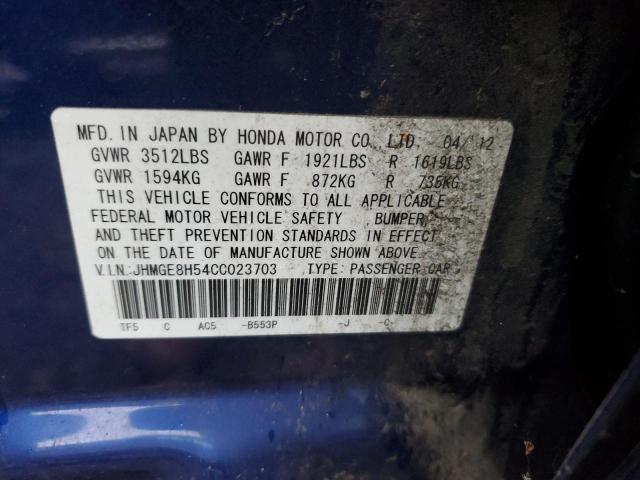 Photo 11 VIN: JHMGE8H54CC023703 - HONDA FIT 