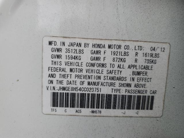 Photo 11 VIN: JHMGE8H54CC023751 - HONDA FIT SPORT 