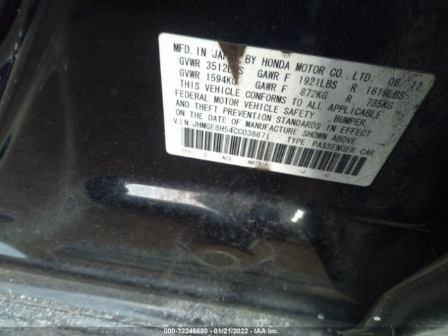 Photo 8 VIN: JHMGE8H54CC038671 - HONDA FIT 