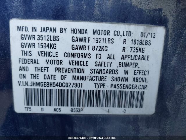 Photo 8 VIN: JHMGE8H54DC027901 - HONDA FIT 