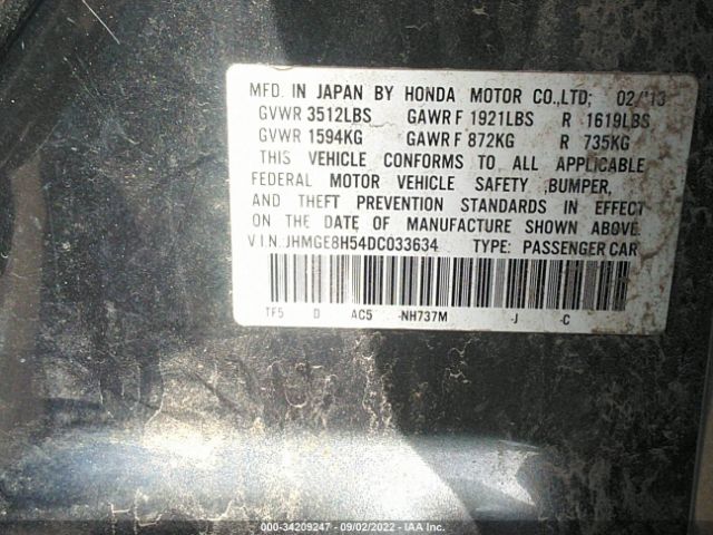 Photo 8 VIN: JHMGE8H54DC033634 - HONDA FIT 