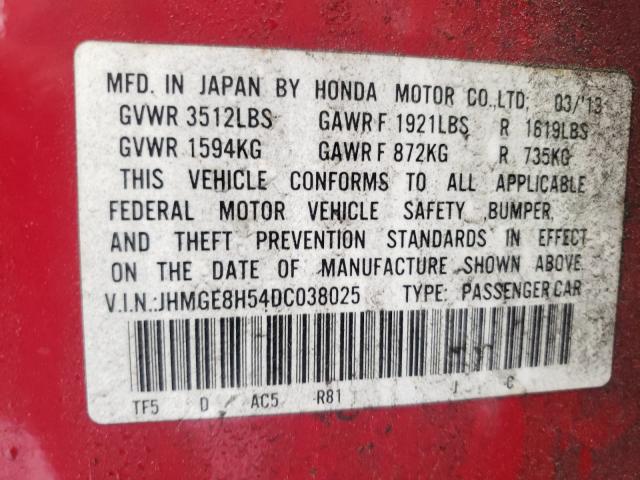 Photo 9 VIN: JHMGE8H54DC038025 - HONDA FIT SPORT 