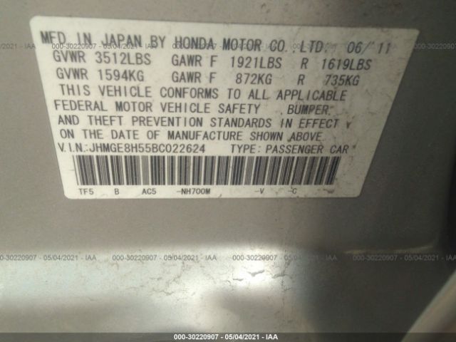 Photo 8 VIN: JHMGE8H55BC022624 - HONDA FIT 