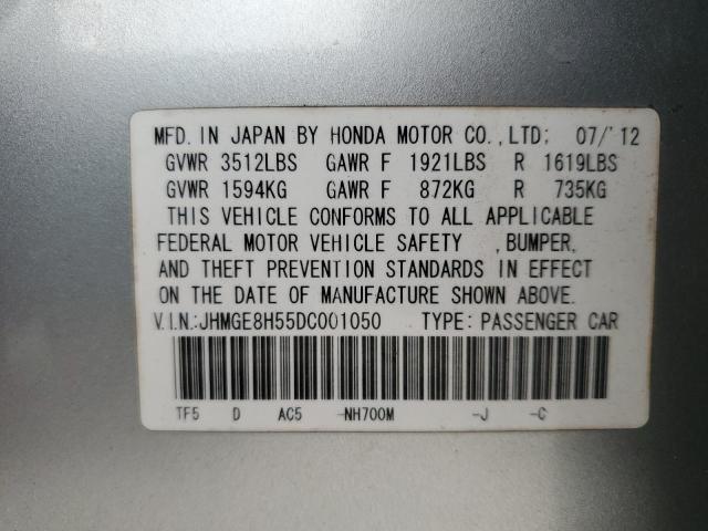 Photo 11 VIN: JHMGE8H55DC001050 - HONDA FIT SPORT 