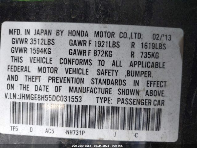 Photo 8 VIN: JHMGE8H55DC031553 - HONDA FIT 