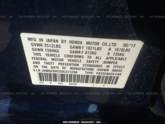 Photo 8 VIN: JHMGE8H55DC073298 - HONDA FIT 