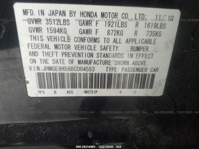 Photo 8 VIN: JHMGE8H56BC004553 - HONDA FIT 