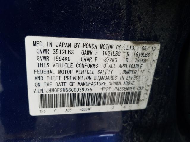 Photo 9 VIN: JHMGE8H56CC039935 - HONDA FIT SPORT 