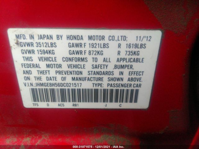 Photo 8 VIN: JHMGE8H56DC021517 - HONDA FIT 