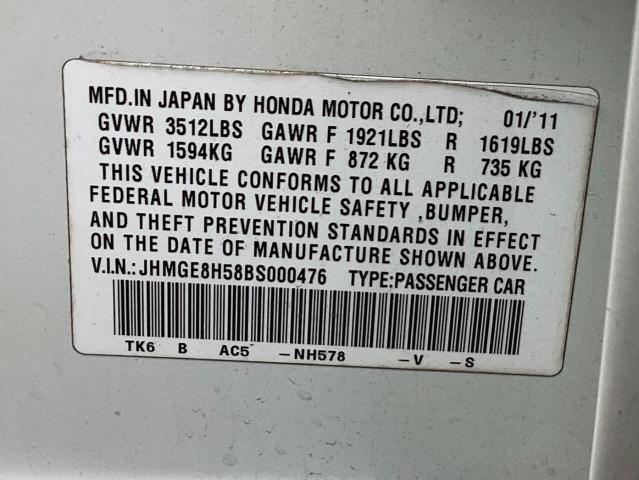 Photo 9 VIN: JHMGE8H58BS000476 - HONDA FIT 