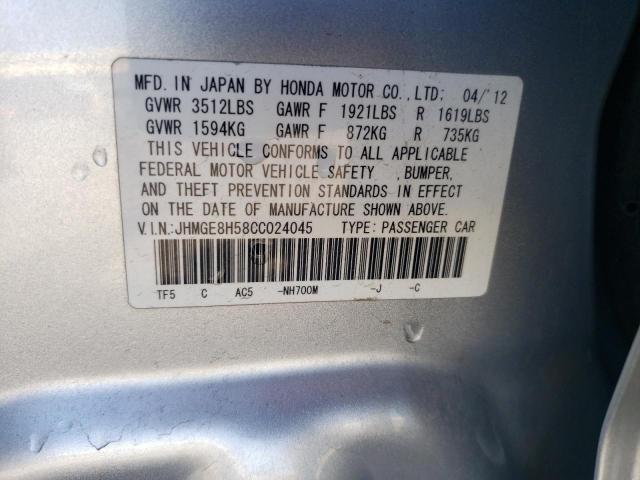 Photo 11 VIN: JHMGE8H58CC024045 - HONDA FIT SPORT 